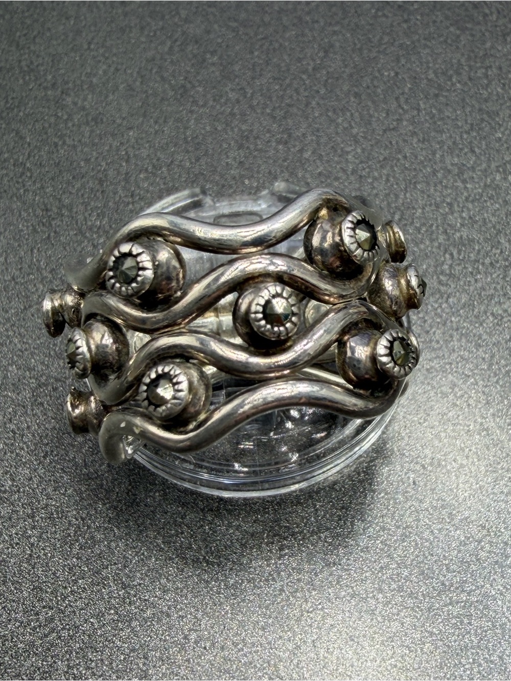 Vintage Sterling Silver Marcasite Ring #14STR